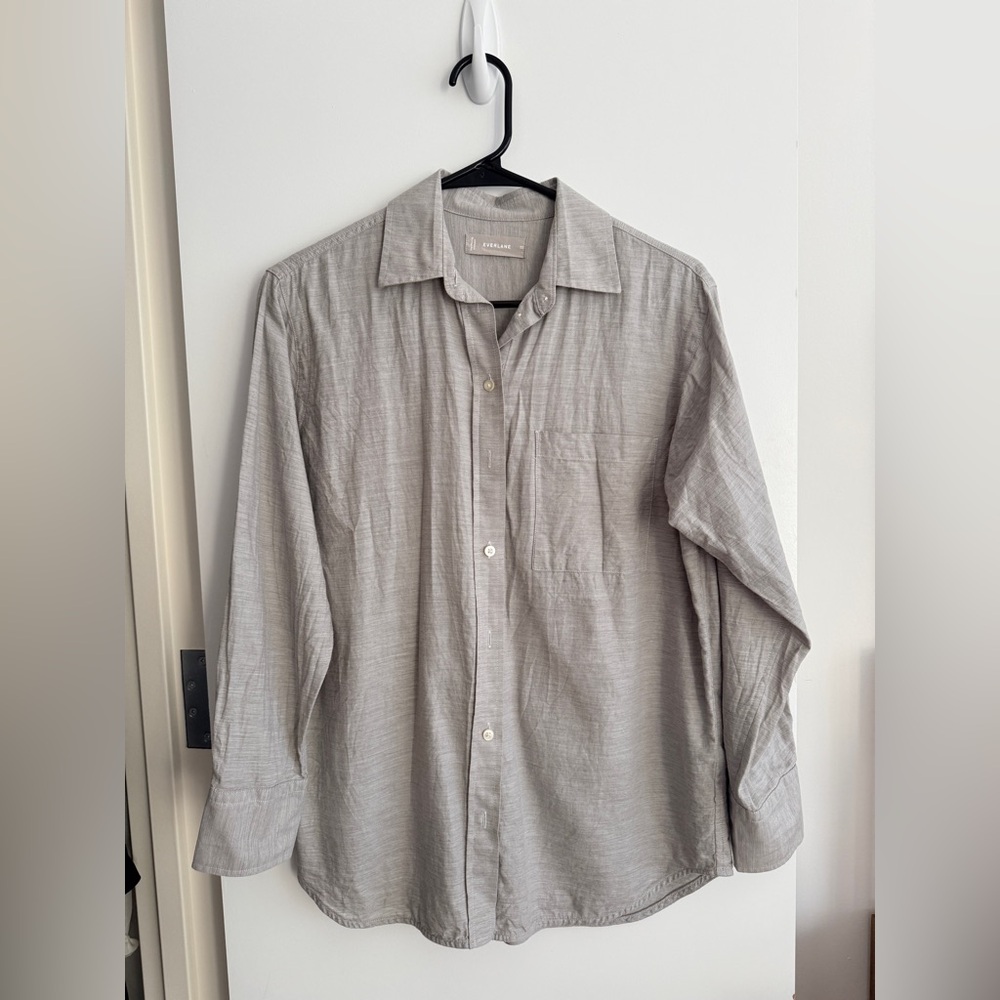 Everlane Gray Oversized Long Sleeve Shirt